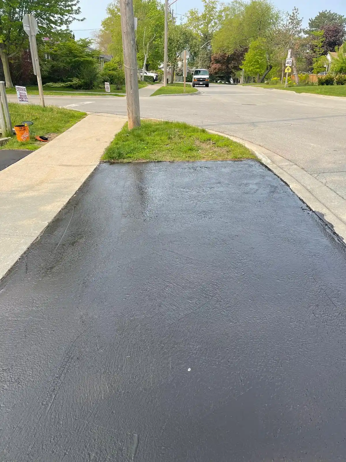 Asphalt driveway, fresh lay