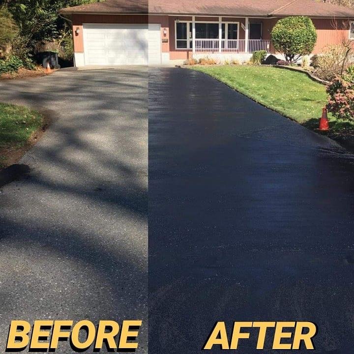 Asphalt before and after seal coat